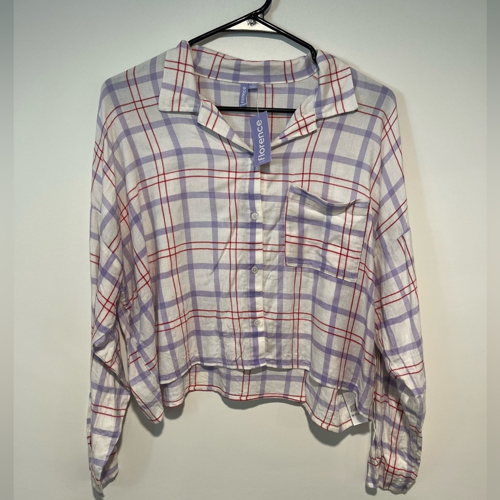 Florence Plaid Shirt with Red and Purple Accents